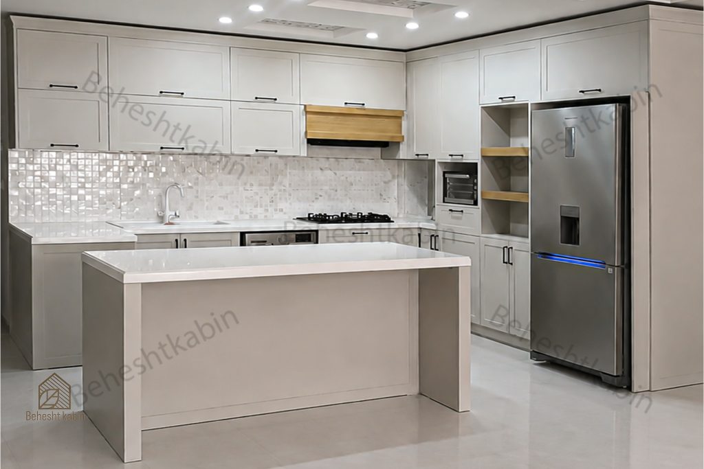 کابینت ممبران نئوکلاسیک گریژ با صفحه سفید