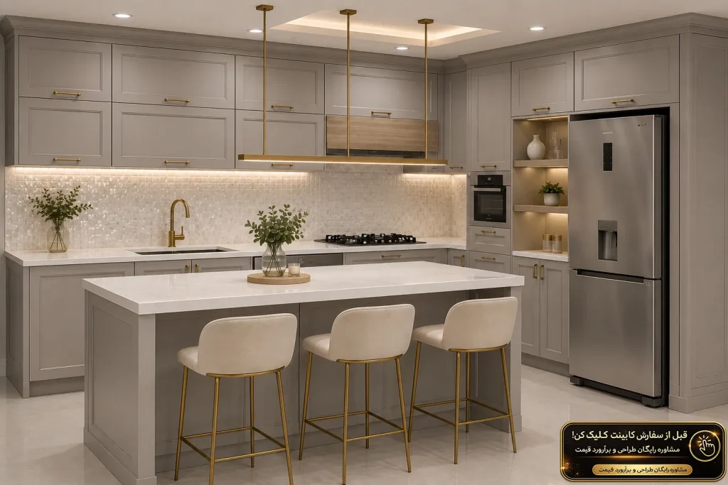 کابینت پلی اورتان گریژ طراحی تخصصی بهشت کابین