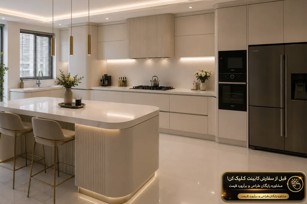 کابینت نئوکلاسیک منحنی با صفحه کورین