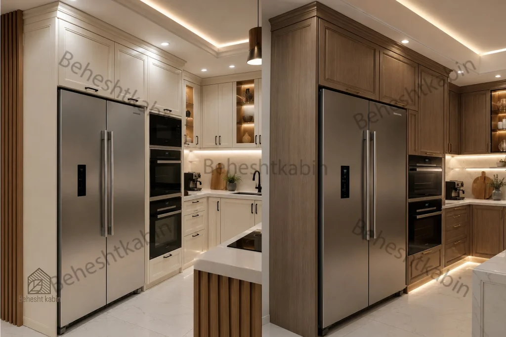 کابینت نئوکلاسیک طرح چوب و کرم